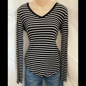 Black and White Long Sleeve Striped Shirt